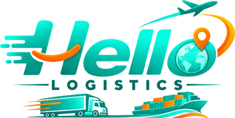 Hello Logistics logo, light version